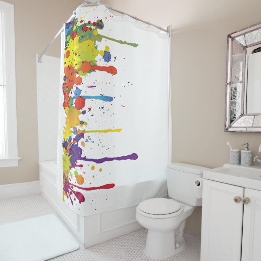 おもしろいな色はIIをはねかけます + あなたのbackgr。 及びアイディア シャワーカーテン (インサイチュ)