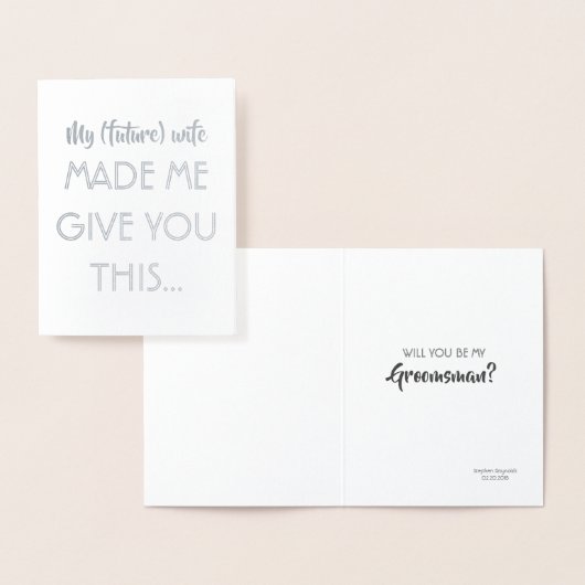 おもしろいな花婿の付添人か花婿介添人は私にこれを与えさせます 箔カード (ディスプレー)