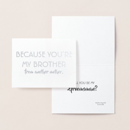 おもしろいな花婿の付添人か花婿介添人-あなたは私の兄弟 箔カード (ディスプレー)