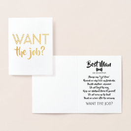 おもしろいな花婿の付添人の提案-仕事がほしいと思って下さいか。 箔カード