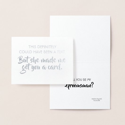 おもしろいな花婿の付添人の提案-彼女は私を作りました! 箔カード (ディスプレー)