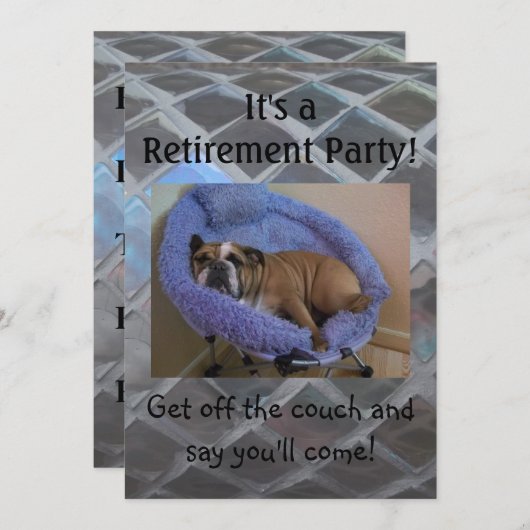 おもしろいな英国のブルドッグの退職のパーティの招待状 招待状 (正面/裏面)