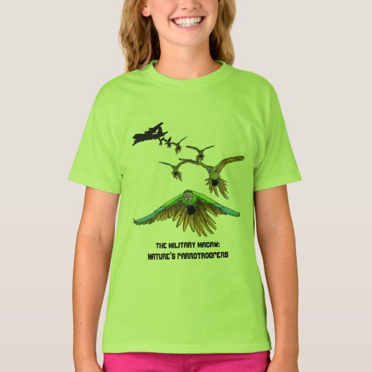 おもしろいな落下傘兵のParrotrooperのコンゴウインコのワイシャツ Tシャツ (正面)