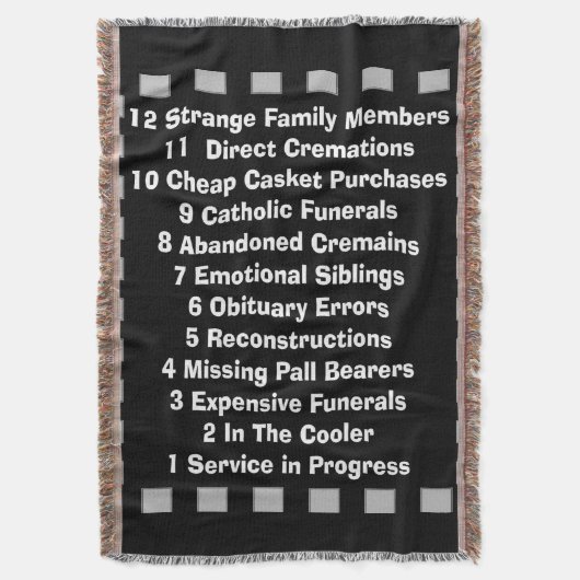 おもしろいな葬儀屋の葬儀屋編まれた毛布 スローブランケット (正面縦)
