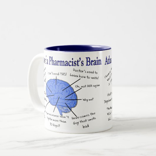 おもしろいな薬剤師の頭脳のギフト ツートーンマグカップ (正面左)