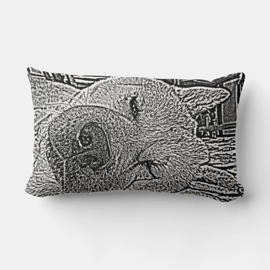 おもしろいな表現と眠っている秋田かわいい犬 ランバークッション (裏面)