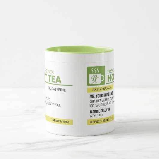 おもしろいな規定の熱い茶-ライムグリーン マグカップ (中央)