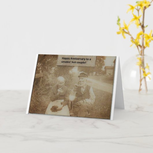 おもしろいな記念日カードヴィンテージの写真の喫煙 カード (黄色い花)