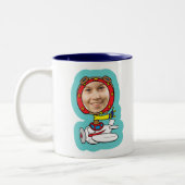 おもしろいな試験写真の顔のテンプレート ツートーンマグカップ (左)