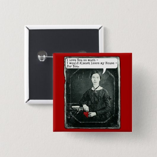 おもしろいな詩人のエミリー・ディキンソンのバレンタインデー 缶バッジ (正面&裏面)