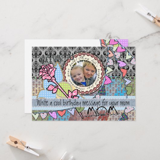 おもしろいな誕生日のテンプレートの写真カード-お母さん カード (正面/裏面インサイチュ)