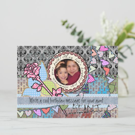 おもしろいな誕生日のテンプレートの写真カード-叔母さん カード (スタンド正面)
