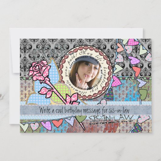 おもしろいな誕生日のテンプレートの写真カード-義理の姉妹 カード (正面)