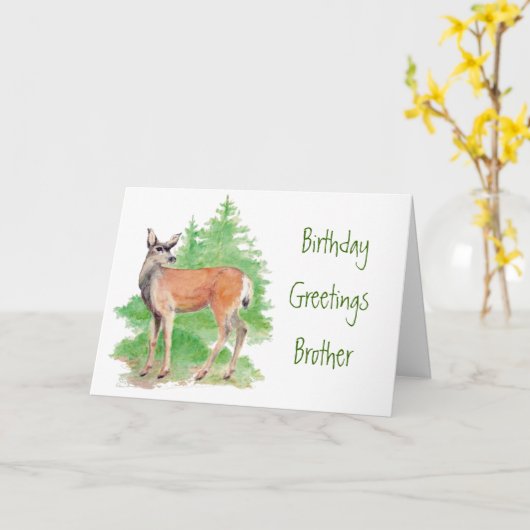 おもしろいな誕生日の兄弟、誰か私のハートへのシカ カード (黄色い花)