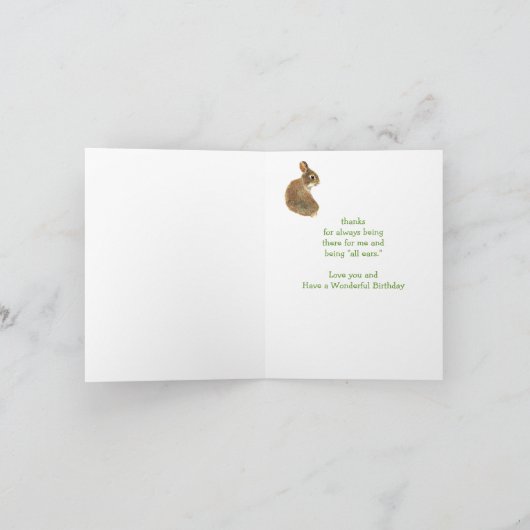 おもしろいな誕生日の姉妹すべての耳のかわいいバニーウサギ カード (内部)