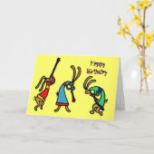 おもしろいな誕生日の踊りのバニーカードによって カード (黄色い花)