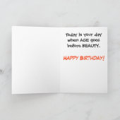 おもしろいな誕生日の願い-美しいの前の年齢 カード (内部)