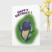 おもしろいな誕生日カード: 誕生日のクジラ カード (黄色い花)