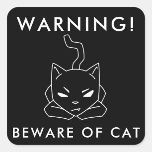 おもしろいな警告標識 怒っている猫のロゴ スクエアシール