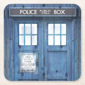 おもしろいな警察は公共呼出し箱に電話をかけます スクエアペーパーコースター (正面)