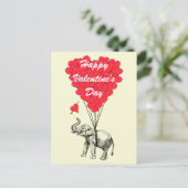 おもしろいな象および愛ハートのバレンタイン シーズンポストカード (スタンド正面)