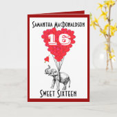 おもしろいな象のsweet sixteen カード (黄色い花)