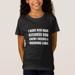 おもしろいな赤いヘッド毛の警告表示 Tシャツ