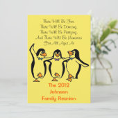 おもしろいな踊りのペンギンのお祝いの家族会 招待状 (スタンド正面)