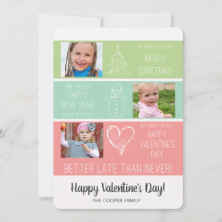 おもしろいな遅れてクリスマス/写真のバレンタインカード シーズンカード