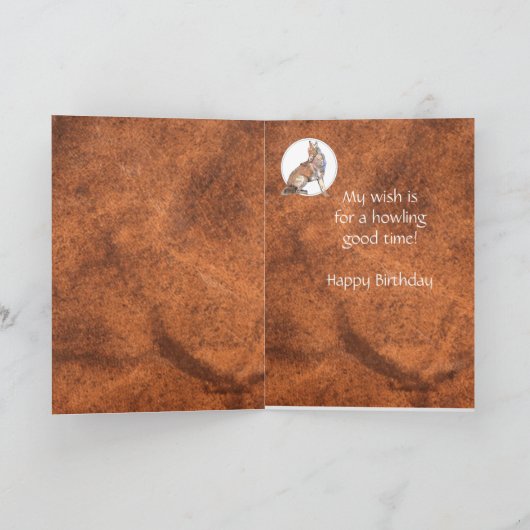 おもしろいな遠ぼえのコヨーテの誕生日 カード (内部)