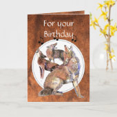 おもしろいな遠ぼえのコヨーテの誕生日 カード (黄色い花)