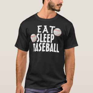 おもしろいな野球のTシャツは、睡眠を食べます Tシャツ