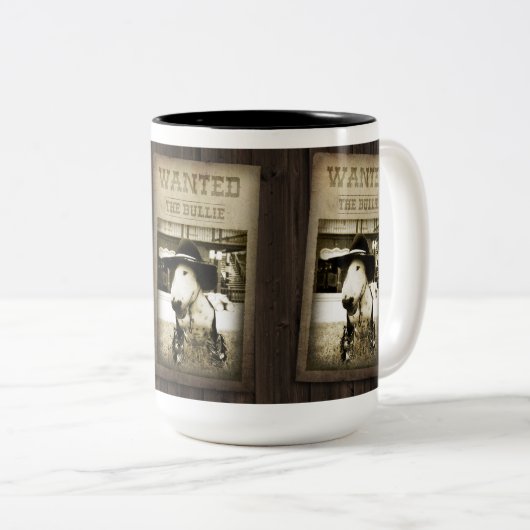 おもしろいな野生の西のブルテリアのコーヒー・マグ ツートーンマグカップ (正面右)