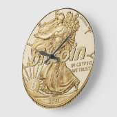 おもしろいな金ドルBitcoin Cryptocurrency HODL ラージ壁時計 (傾斜)