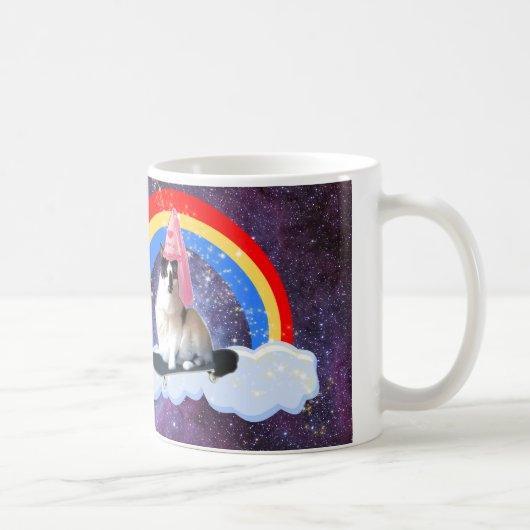 おもしろいな銀河系の虹のプリンセスのスケートボード猫のマグ コーヒーマグカップ (右)