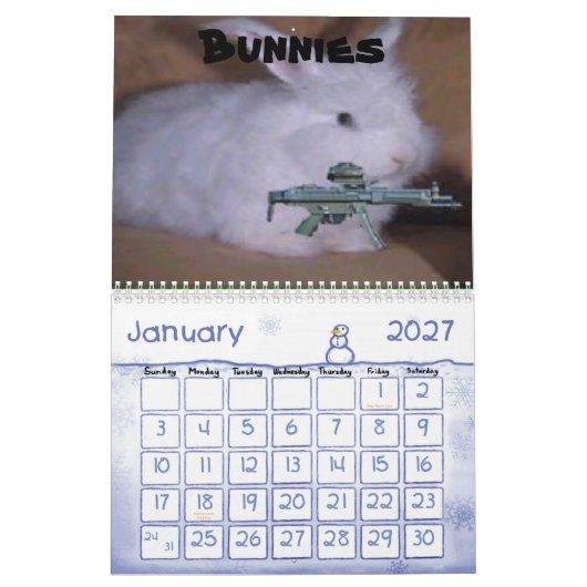 おもしろいな銃のカレンダー カレンダー (1月 2027)