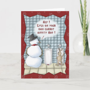 おもしろいな雪だるまのイースターのウサギのクリスマスカード シーズンカード