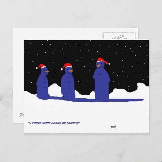 おもしろいな雪だるまのクリスマス シーズンポストカード (正面/裏面)