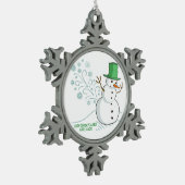 おもしろいな雪だるまは雪片屁をします スノーフレークピューターオーナメント (左)