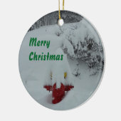 おもしろいな雪で覆われた消火栓 セラミックオーナメント (左)