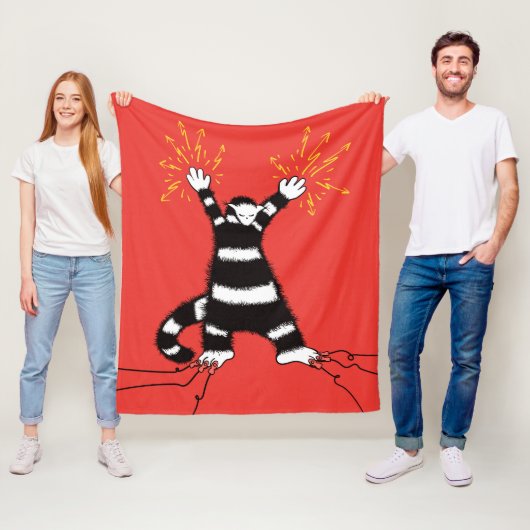 おもしろいな電気猫のキャラクターの高圧 フリースブランケット (インサイチュ)