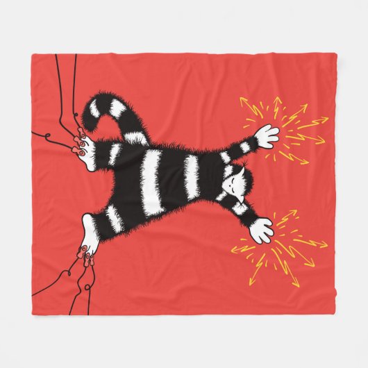 おもしろいな電気猫のキャラクターの高圧 フリースブランケット (正面(横))