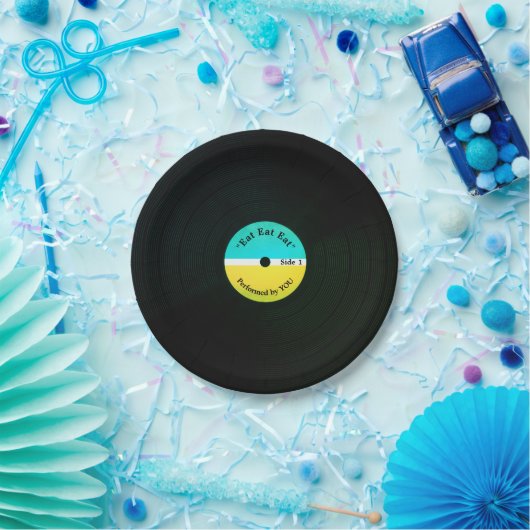 おもしろいな音楽的な一見のビニールの食べ物の記録プレートカバー ペーパープレート (パーティー)