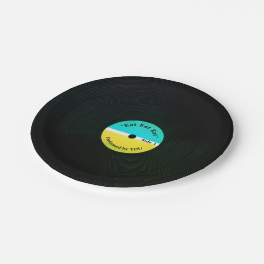 おもしろいな音楽的な一見のビニールの食べ物の記録プレートカバー ペーパープレート (アングル)