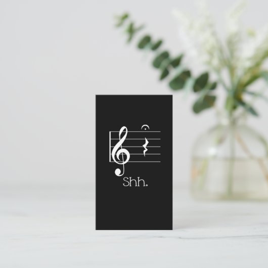おもしろいな音楽Shh 4分休止符およびフェルマータのミュージシャン 名刺 (スタンド正面)