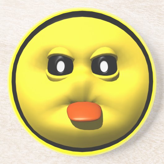 おもしろいな顔の砂岩飲料用コースター コースター (正面)