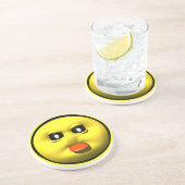 おもしろいな顔の砂岩飲料用コースター コースター (側面)