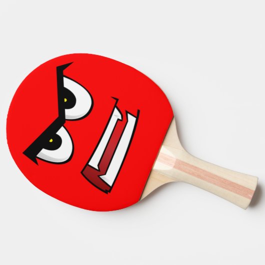 おもしろいな顔の赤く広い口の卓球 卓球ラケット (横)