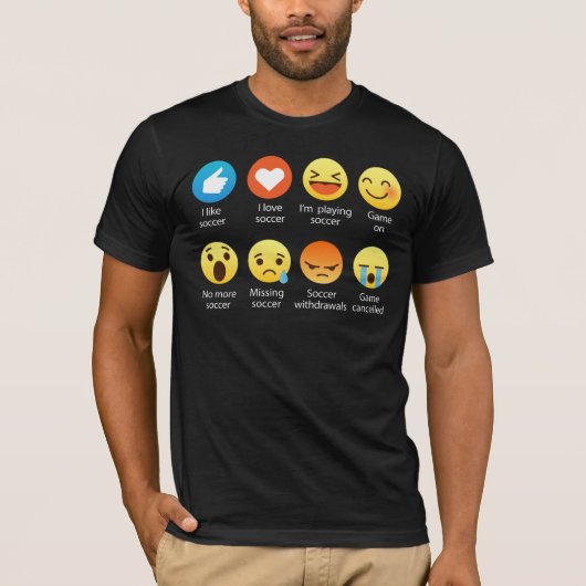 おもしろいな顔文字(emoji) I愛サッカーのTシャツ Tシャツ (正面)