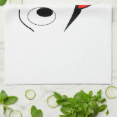 おもしろいな顔-黒および赤 キッチンタオル (折り畳み)